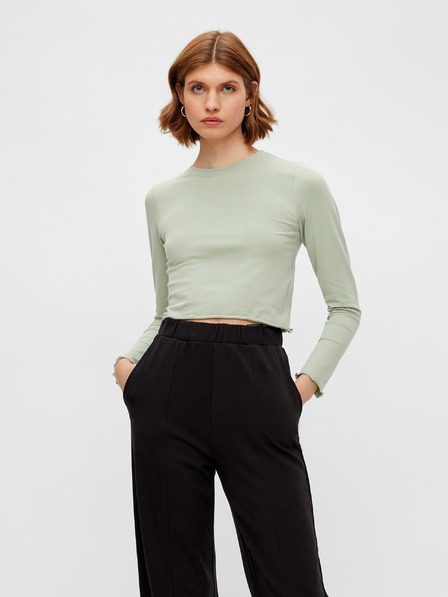 Pieces Světle zelený crop top Pieces Maddi