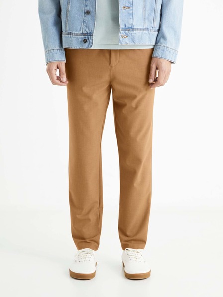 Celio Hnědé pánské kalhoty Celio 24H Bocal