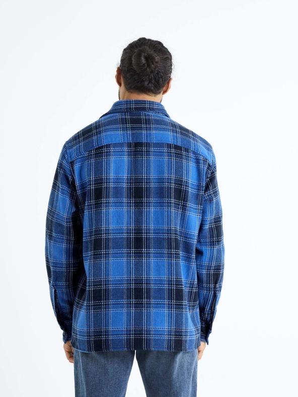 Celio Modrá pánská kostkovaná košile Celio Bazur