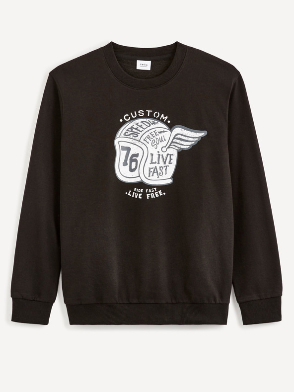 Celio Černá pánská mikina s potiskem Celio Beprice