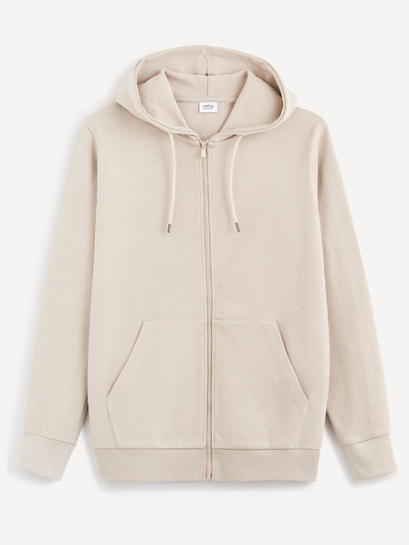 Celio Světle šedá pánská basic mikina s kapucí Celio Becolo