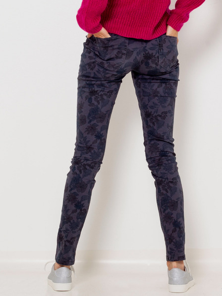 CAMAIEU Tmavě modré vzorované slim fit kalhoty CAMAIEU