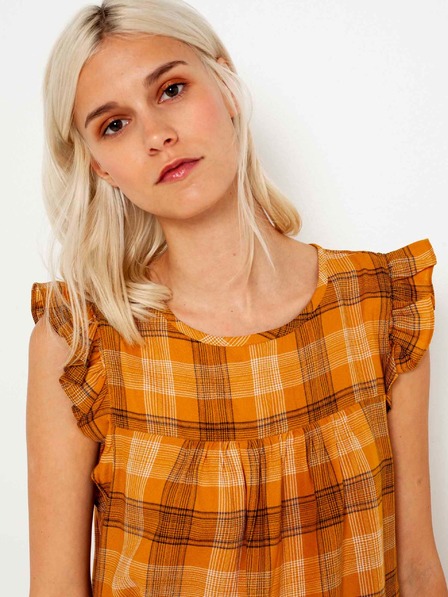 CAMAIEU Oranžová kostkovaná halenka CAMAIEU