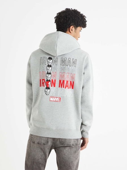 Celio Světle šedá pánská mikina s potiskem Celio Iron Man