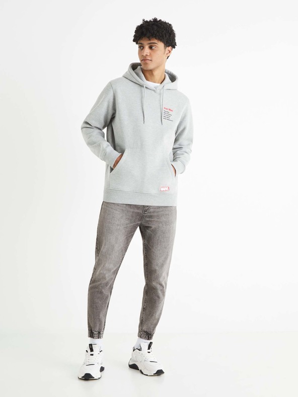 Celio Světle šedá pánská mikina s potiskem Celio Iron Man