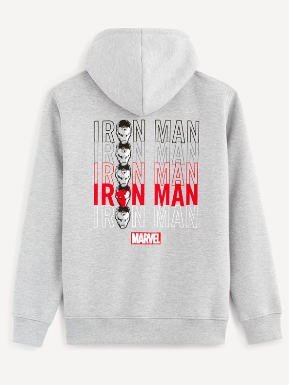 Celio Světle šedá pánská mikina s potiskem Celio Iron Man