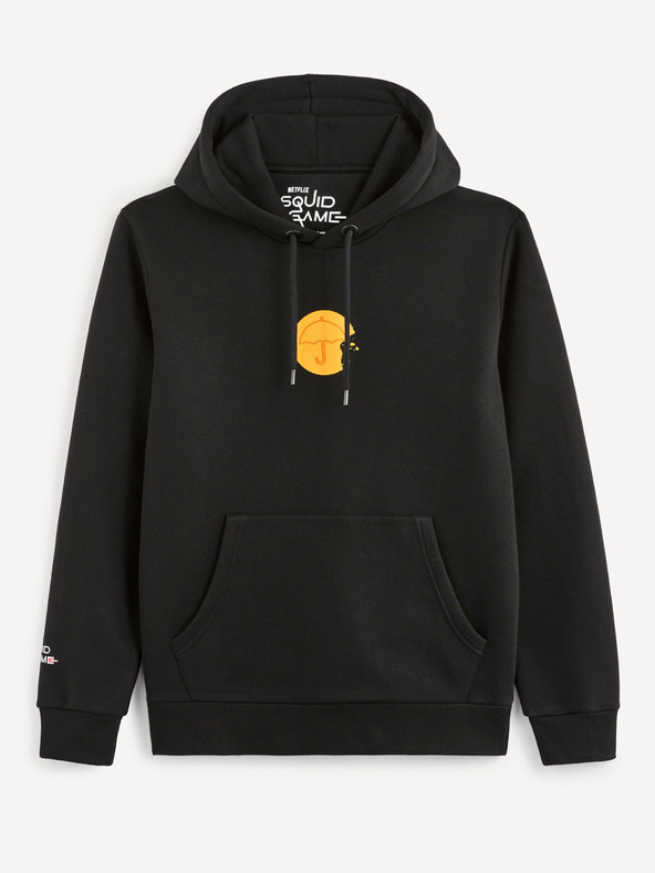 Celio Černá pánská mikina s kapucí Celio Squid Game