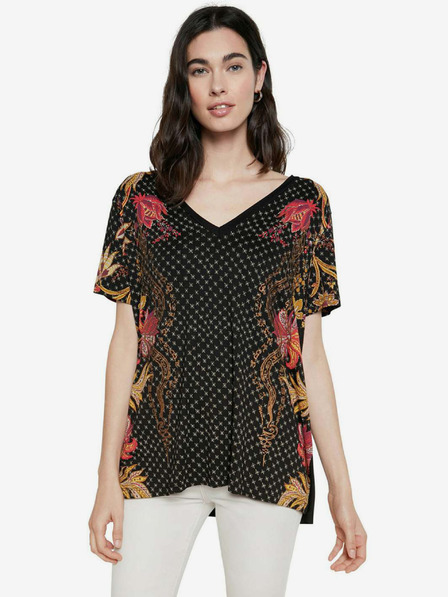 Desigual Černé tričko Desigual TS Praga