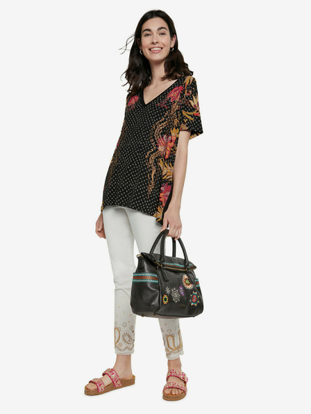Desigual Černé tričko Desigual TS Praga