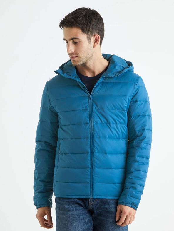 Celio Modrá pánská lehká prošívaná bunda Celio