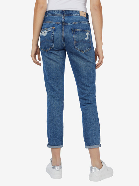 Pepe Jeans Modré dámské zkrácené slim fit džíny s potrhaným efektem Pepe Jeans Violet