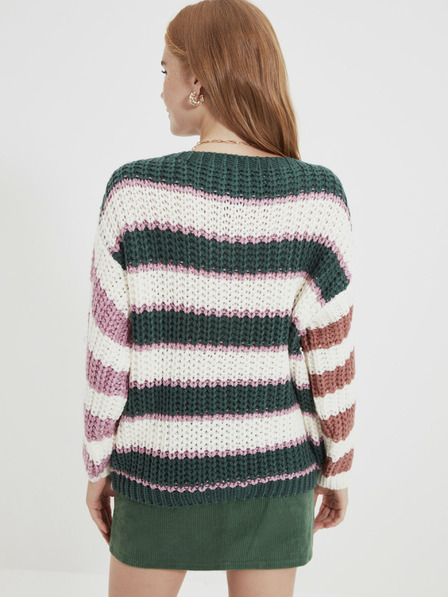 Trendyol Zeleno-bílý dámský pruhovaný oversized svetr Trendyol
