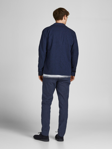 Jack & Jones Tmavě modré oblekové kalhoty s příměsí lnu Jack & Jones Linen