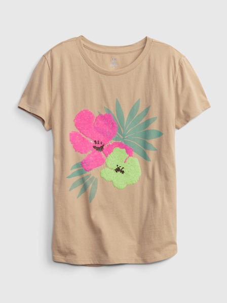 GAP Dětské organic tričko s flitry floral GAP