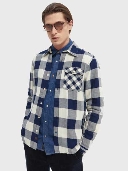 Scotch & Soda Tmavě modrá pánská kostkovaná košile Scotch & Soda
