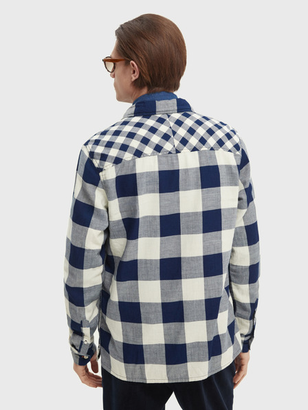 Scotch & Soda Tmavě modrá pánská kostkovaná košile Scotch & Soda