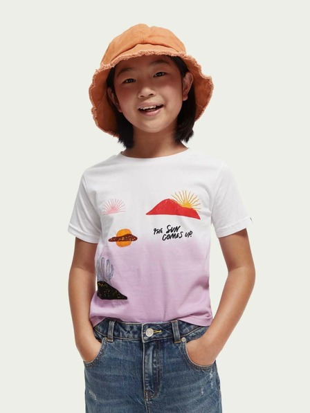 Scotch & Soda Bílo-růžové holčičí vzorované tričko Scotch & Soda