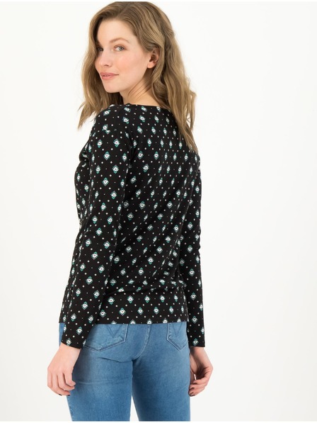 Blutsgeschwister Černé dámské vzorované tričko Blutsgeschwister Longsleeve Cascadella