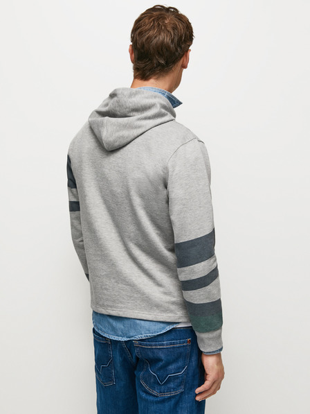 Pepe Jeans Světle šedá pánská žíhaná pruhovaná mikina s kapucí Pepe Jeans Phelix