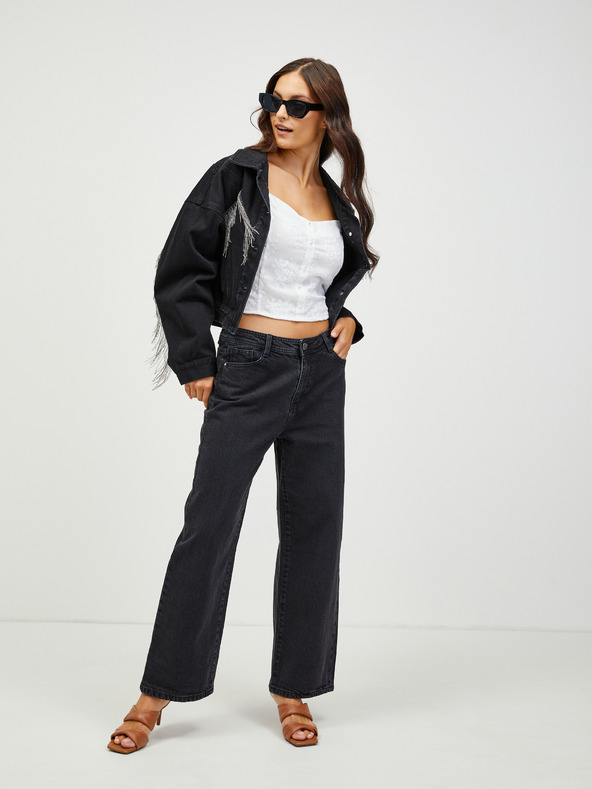 CAMAIEU Bílé vzorované cropped tílko CAMAIEU