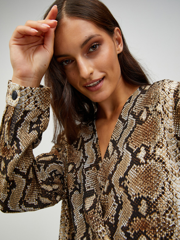 CAMAIEU Hnědá vzorovaná halenka CAMAIEU