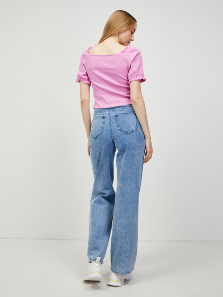 Pieces Růžový crop top Pieces Tegan