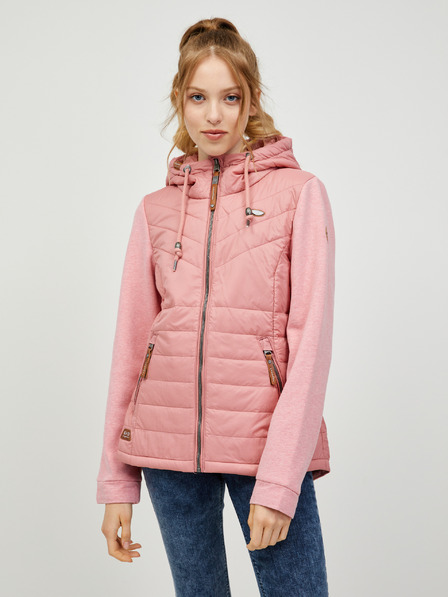 Ragwear Růžová dámská prošívaná bunda s kapucí Ragwear Lucinda