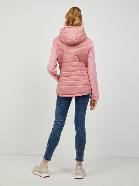 Ragwear Růžová dámská prošívaná bunda s kapucí Ragwear Lucinda