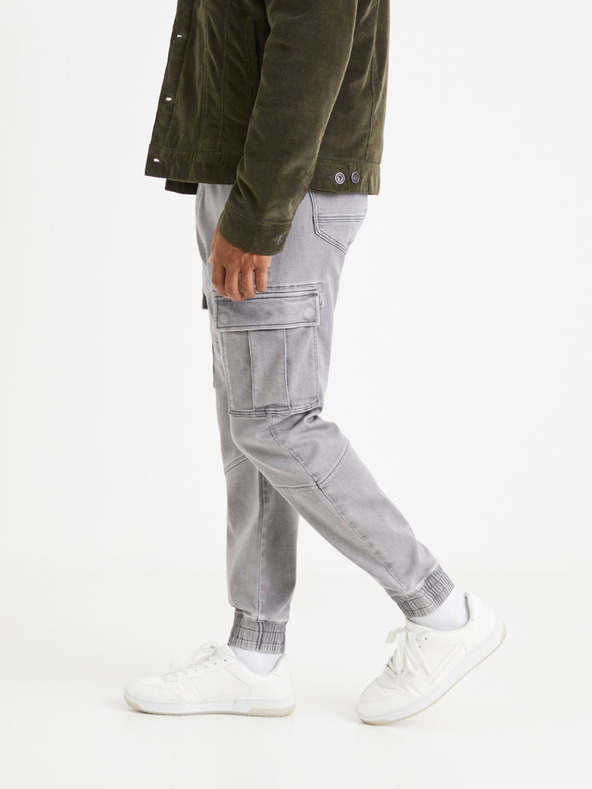 Celio Světle šedé pánské kalhoty Celio