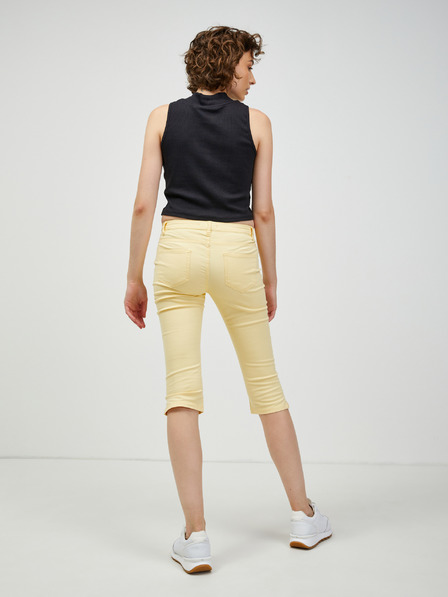 CAMAIEU Žluté tříčtvrteční slim fit kalhoty CAMAIEU