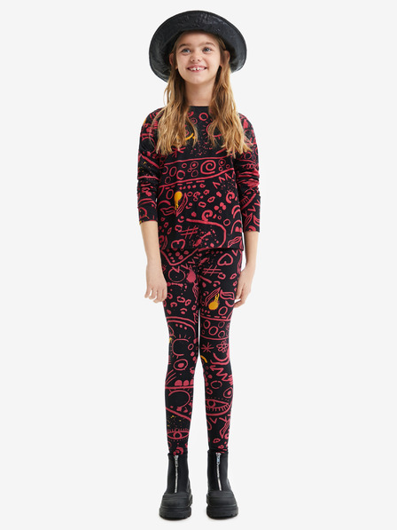 Desigual Černé holčičí vzorované tričko Desigual Carlota