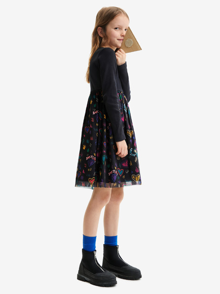 Desigual Černé holčičí vzorované šaty Desigual Casia