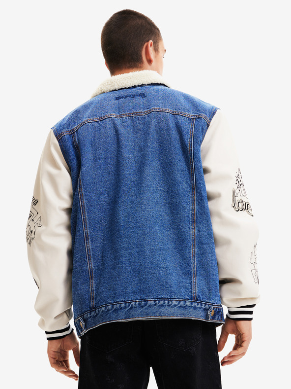 Desigual Bílo-modrá pánská denimová bunda Desigual Wolf