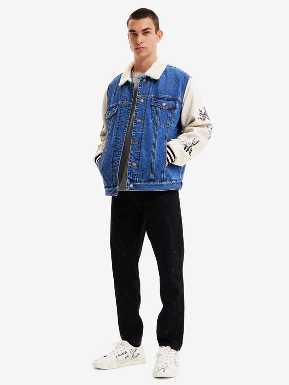 Desigual Bílo-modrá pánská denimová bunda Desigual Wolf