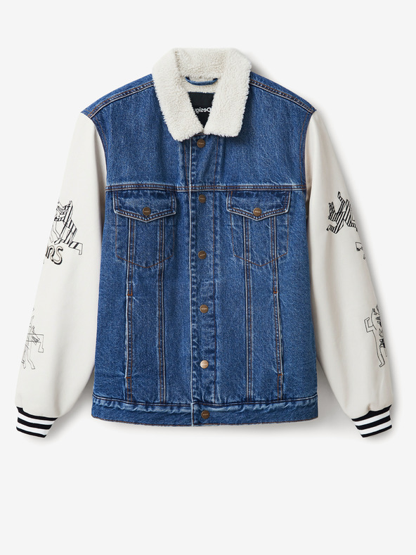 Desigual Bílo-modrá pánská denimová bunda Desigual Wolf