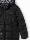 Desigual Černý holčičí zimní prošívaný kabát Desigual Letters