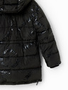 Desigual Černý holčičí zimní prošívaný kabát Desigual Letters