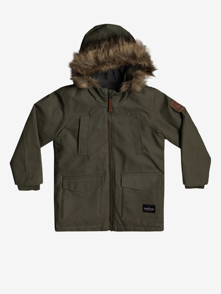 Quiksilver Khaki klučičí parka s kapucí a umělým kožíškem Quiksilver Storm Drop