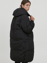 ICHI Černý prošívaný oversize kabát s kapucí ICHI