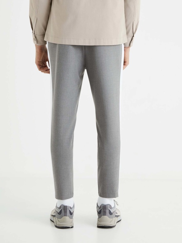 Celio Šedé pánské zkrácené kalhoty s lampasem Celio 24H Botape