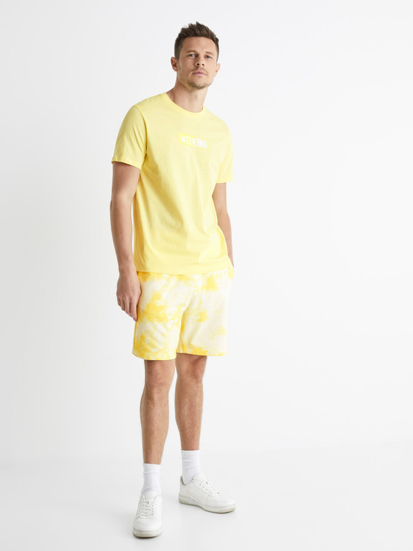 Celio Žluté batikované kraťasy Celio Botache