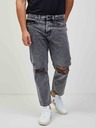 ONLY & SONS Šedé zkrácené straight fit džíny s potrhaným a vyšisovaným efektem ONLY & SONS Avi