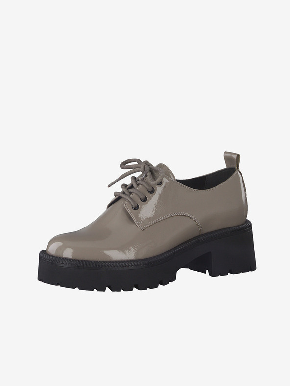 Tamaris Světle hnědé lesklé polobotky na podpatku Tamaris