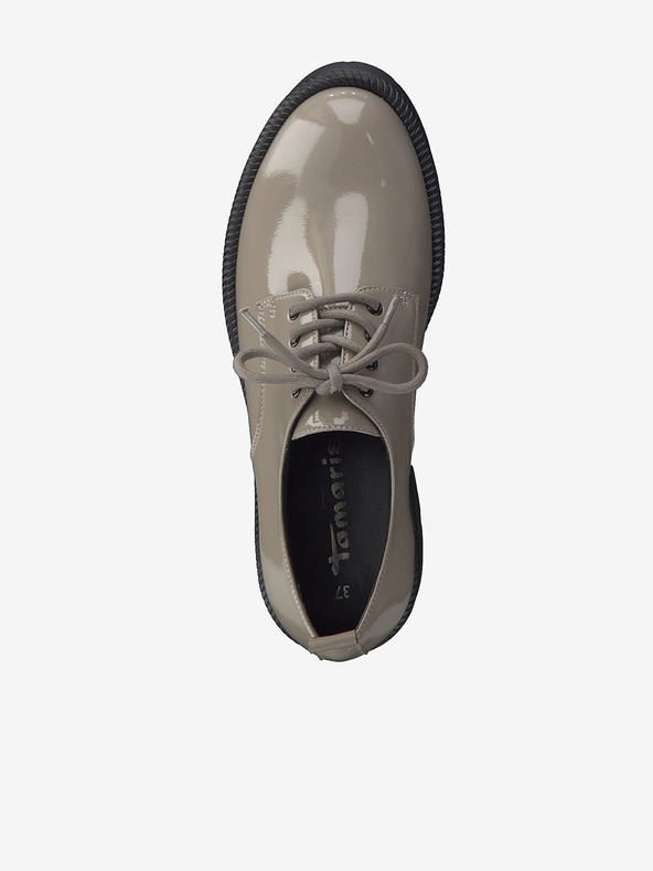 Tamaris Světle hnědé lesklé polobotky na podpatku Tamaris