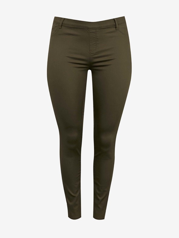 CAMAIEU Khaki slim fit kalhoty CAMAIEU
