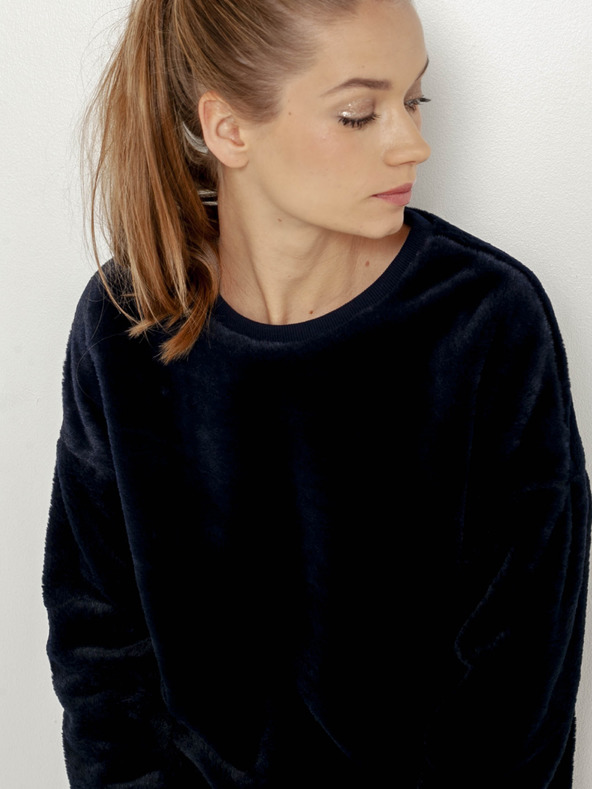 CAMAIEU Tmavě modrá sametová mikina CAMAIEU
