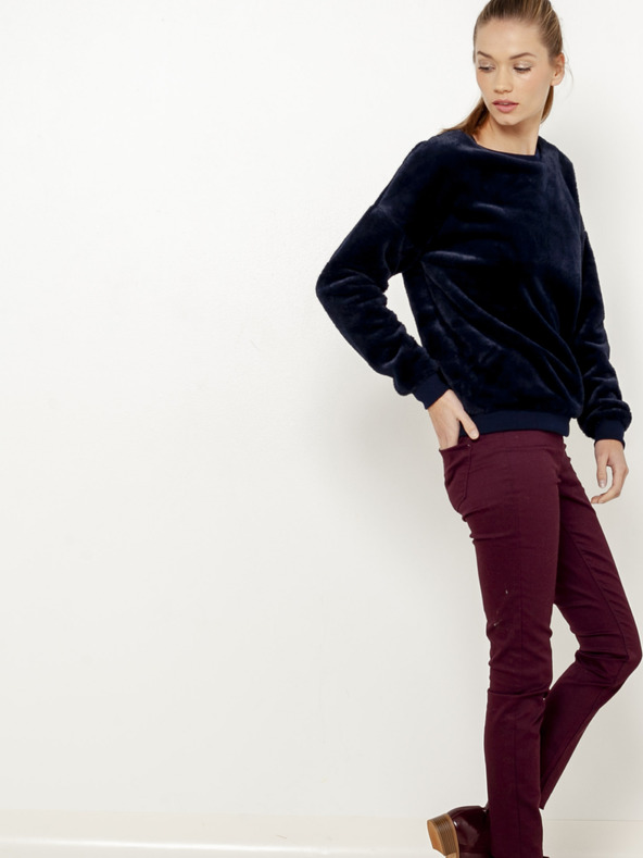 CAMAIEU Tmavě modrá sametová mikina CAMAIEU