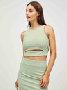 Pieces Světle zelený crop top s průstřihem Pieces Sara
