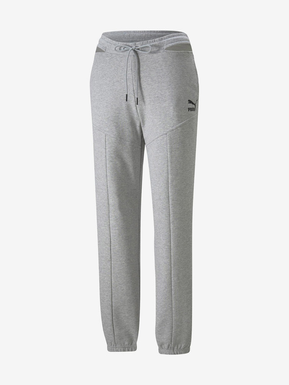 Puma Světle šedé dámské žíhané tepláky s průstřihy  Puma