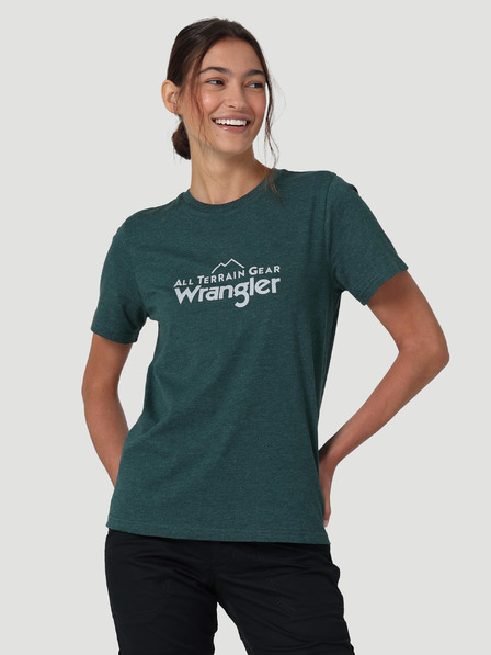 Wrangler Tmavě zelené dámské žíhané tričko Wrangler
